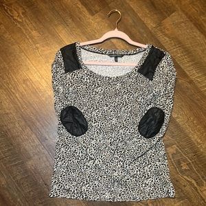 Cheetah print and leather crewneck